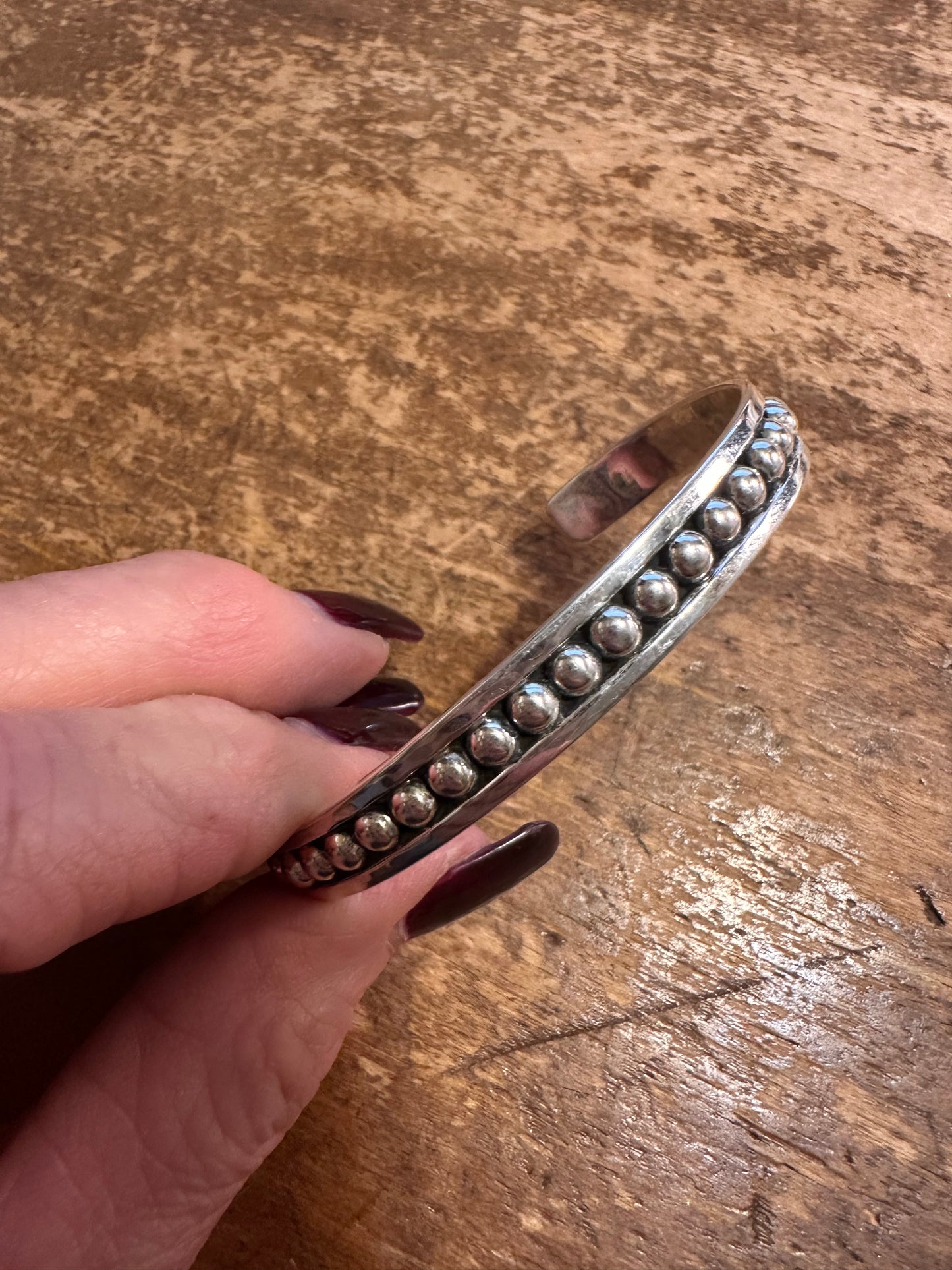 Sterling Silver Small Bubble Bead Cuff Bracelet