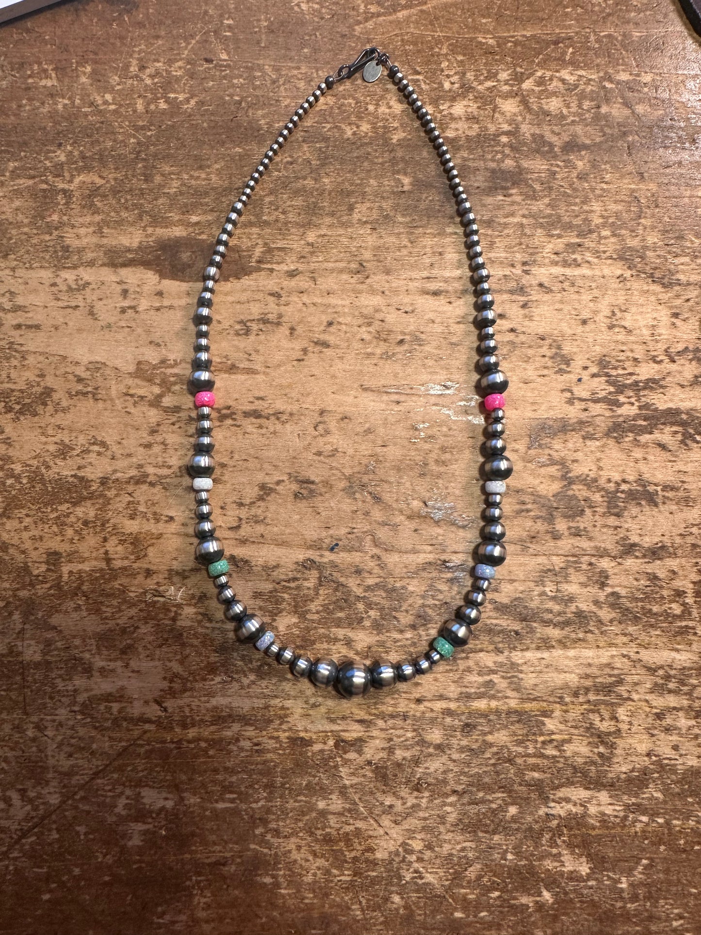 Multi Size Navajo Bead Necklace with Multi Colored Beads