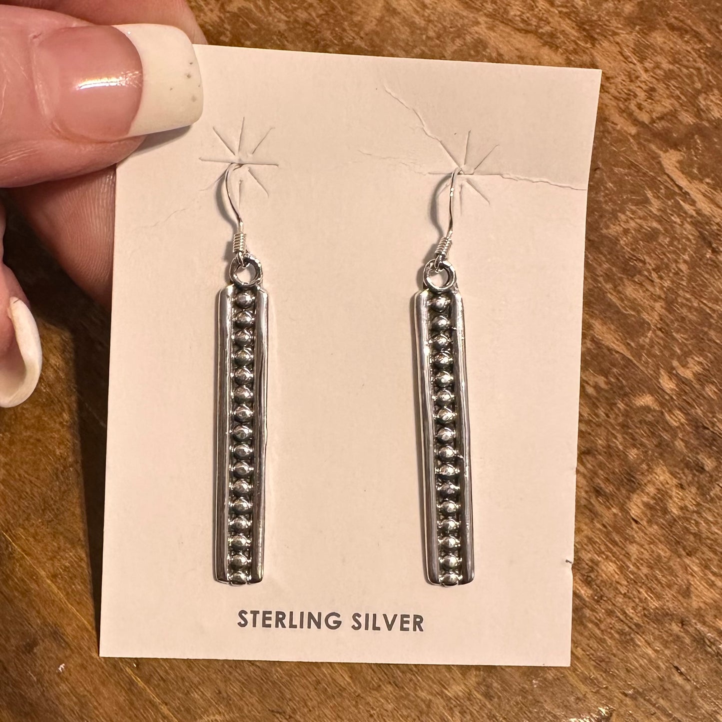 Sterling Silver Bead Bar Earrings