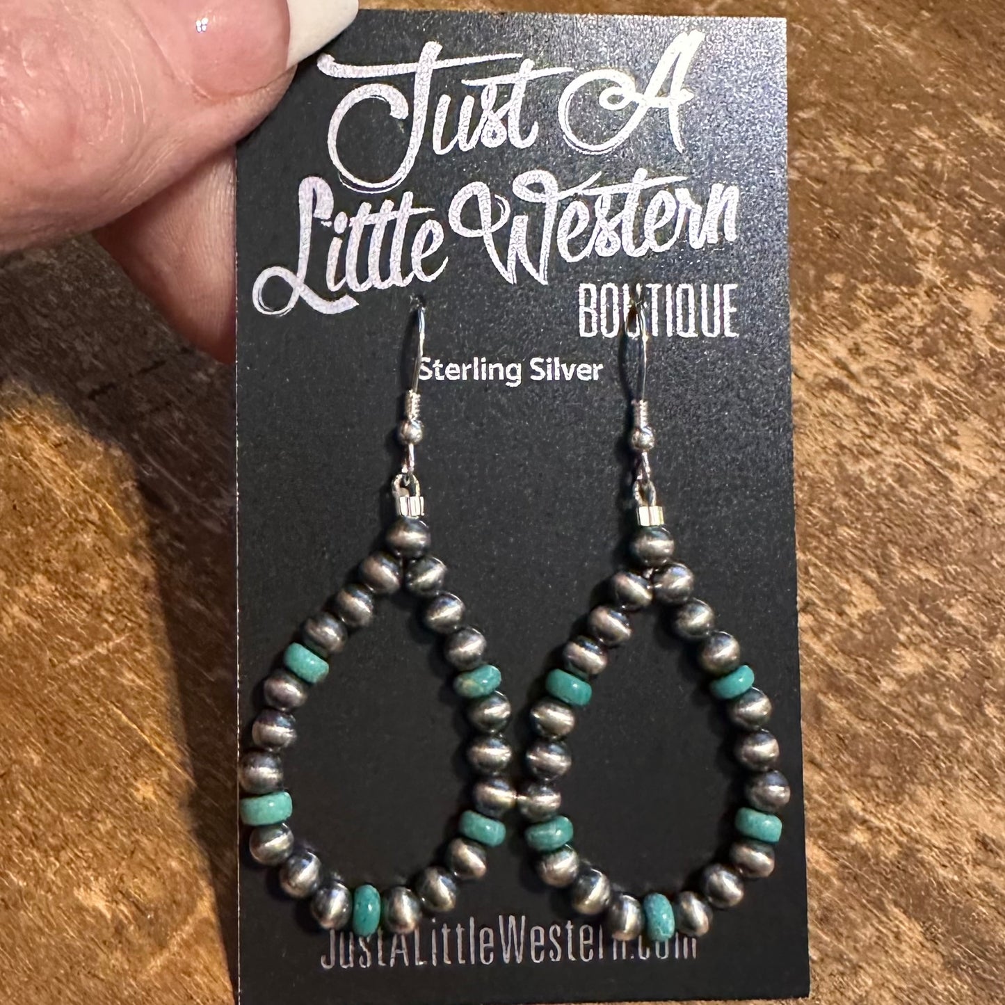 Small Silver Pearl & Turquoise Bead Earrings