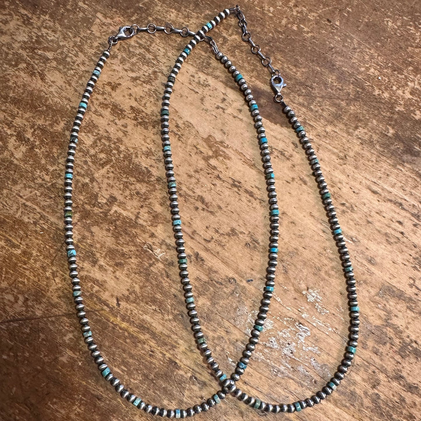 Sterling Pearl & Turquoise Bead Necklace