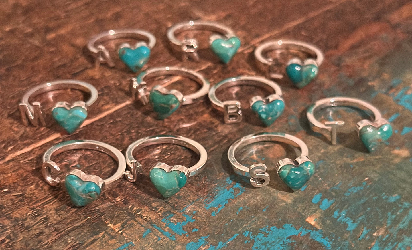 Sterling Silver Turquoise Initial Ring