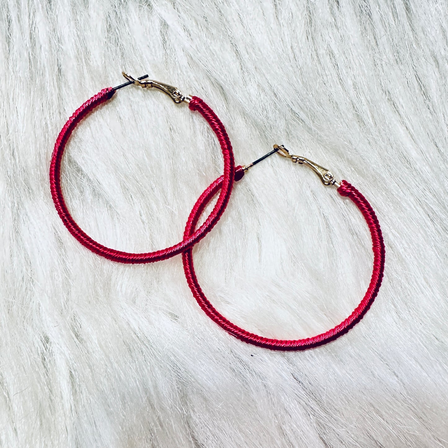 Hot Pink Wrapped Hoop Earrings