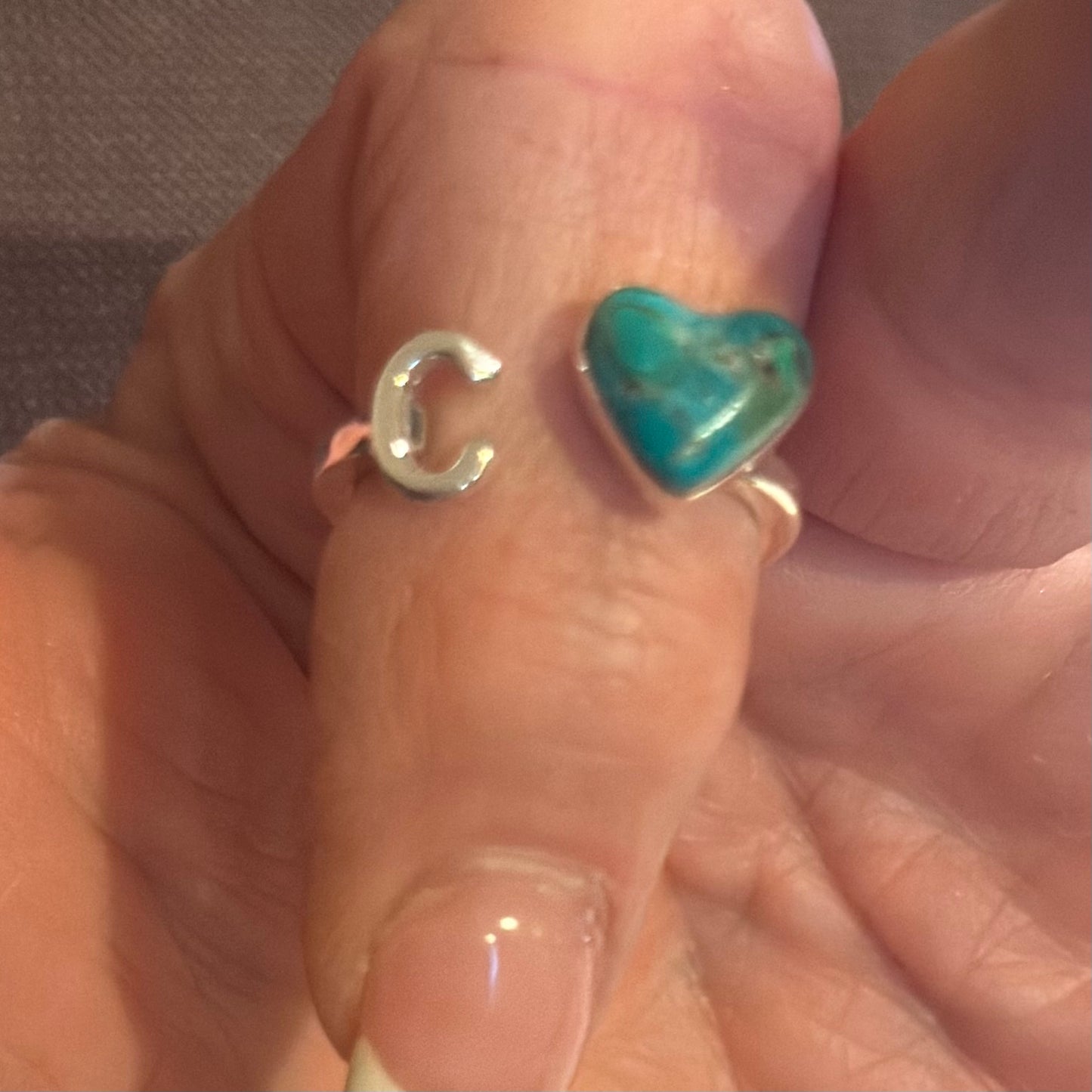 Sterling Silver Turquoise Initial Ring