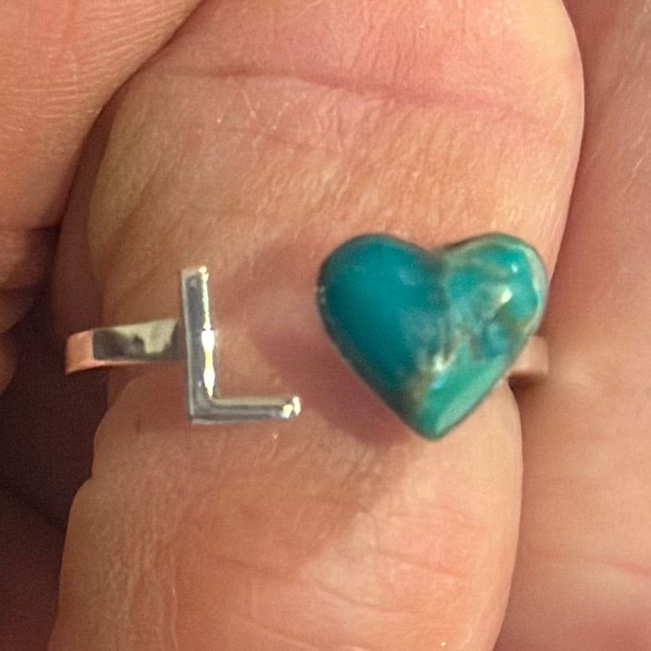 Sterling Silver Turquoise Initial Ring