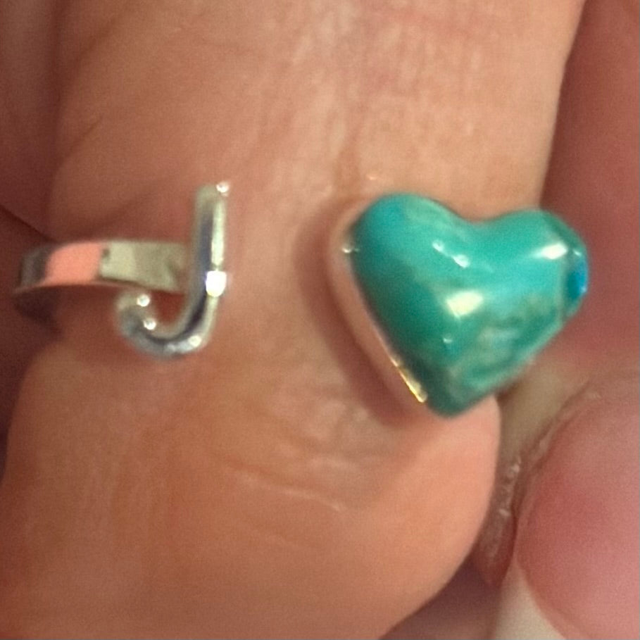 Sterling Silver Turquoise Initial Ring