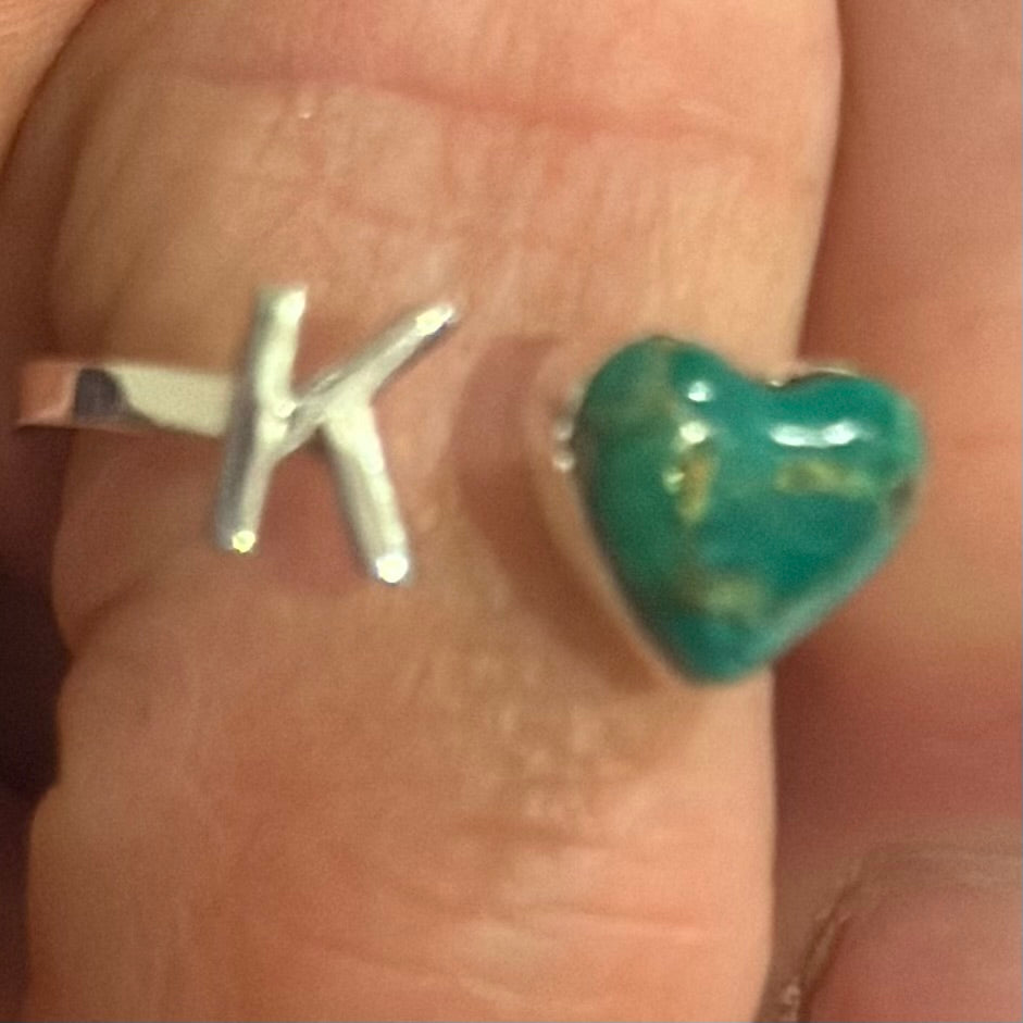 Sterling Silver Turquoise Initial Ring