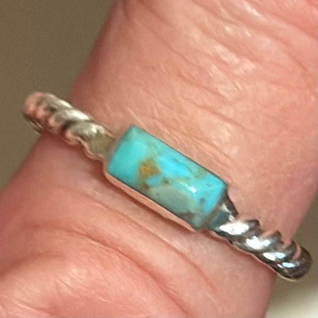 Sterling Rope Turquoise Stacker Ring