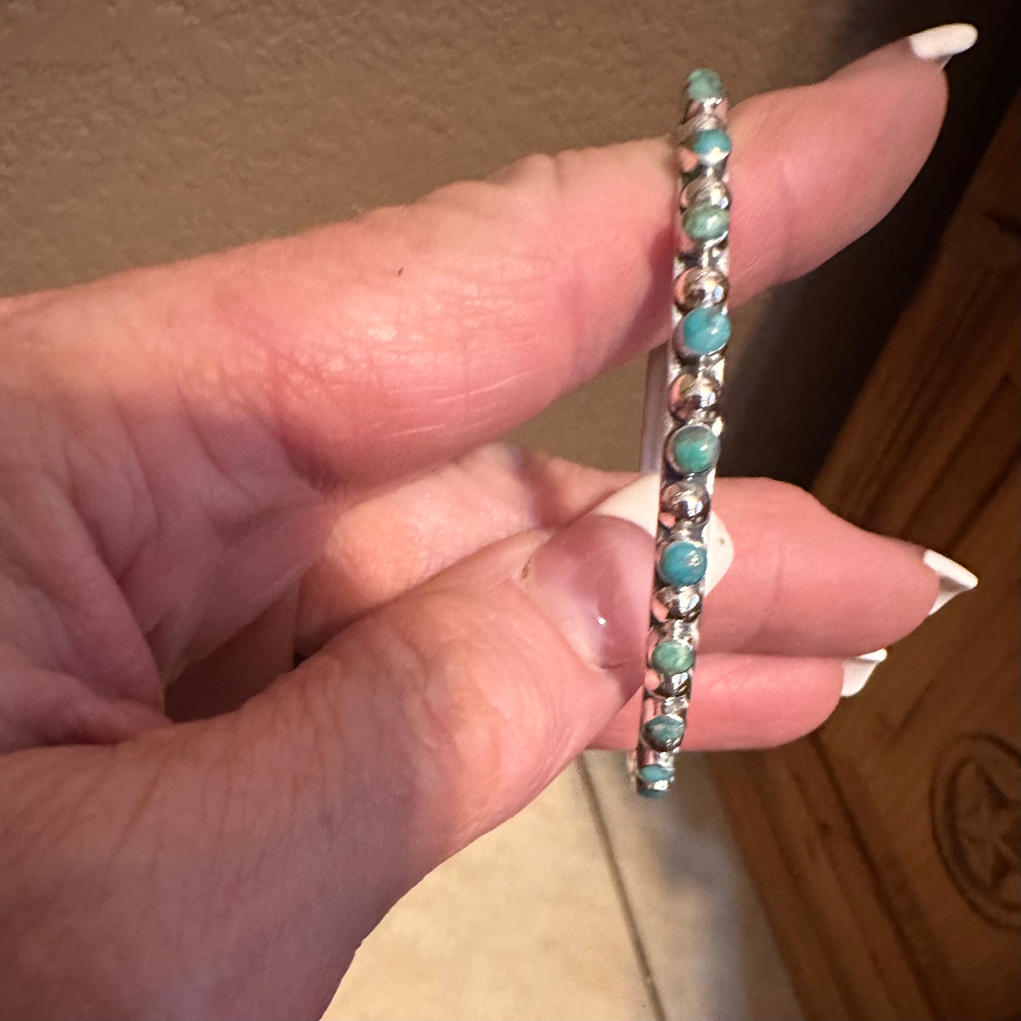 Sterling Silver & Turquoise Ball Bangle