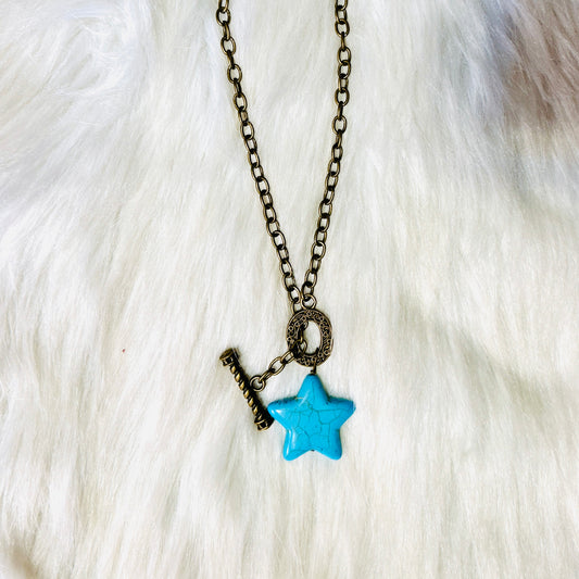Antique Gold & Turquoise Star Necklace