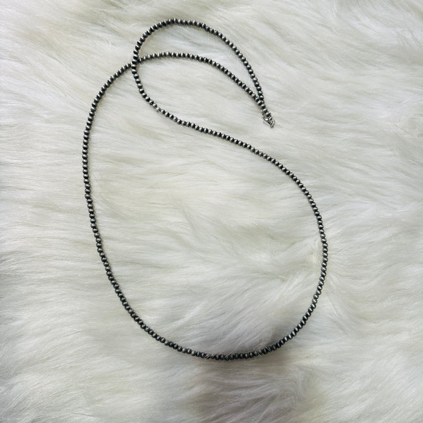 34" Pewter Beaded Necklace