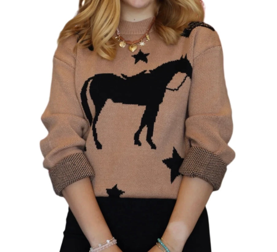 Brown Horse & Star Knit Sweater