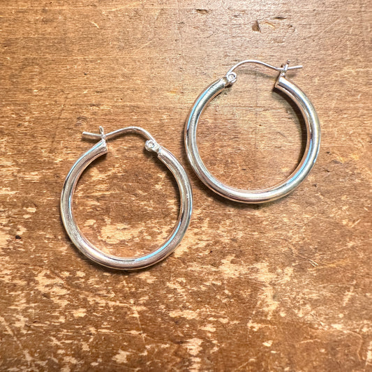 Sterling 1.25" Hoop Earrings