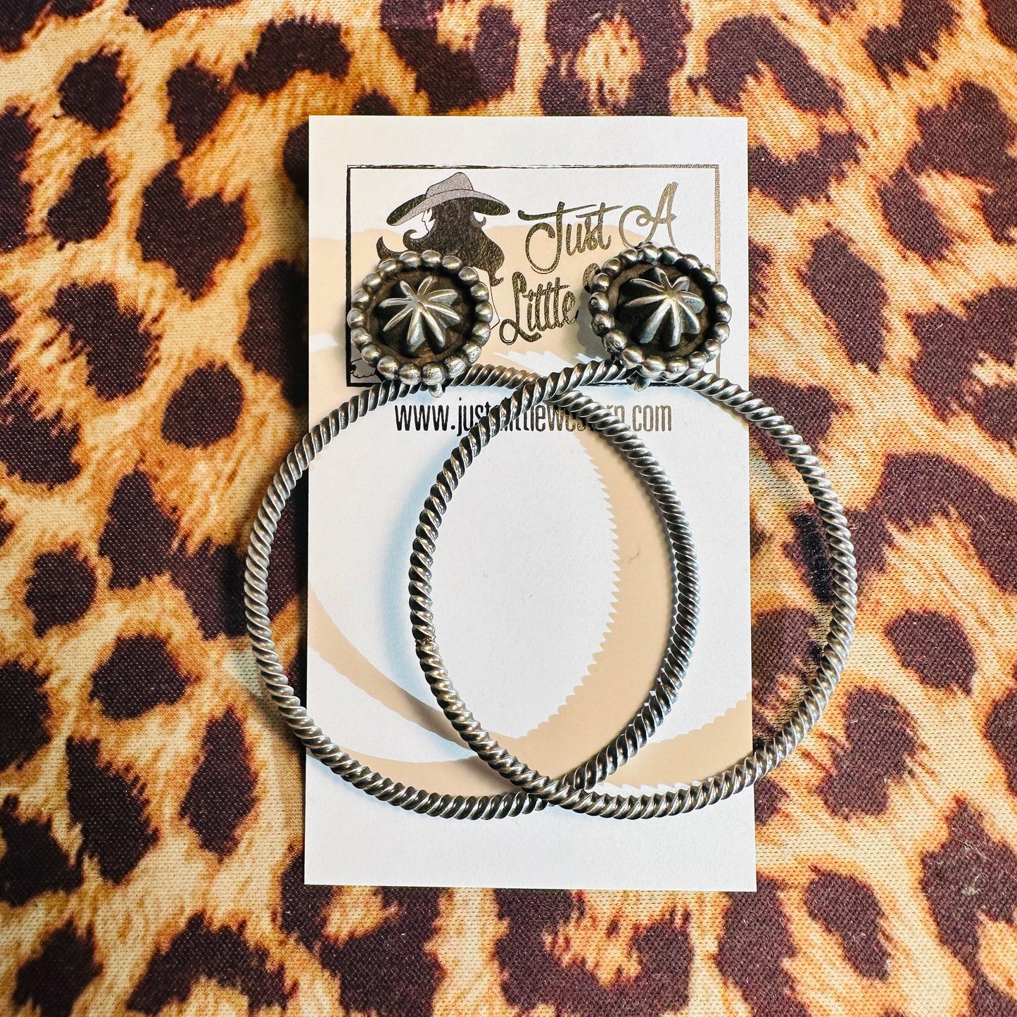 Sterling Concho & Hoop Post Earrings