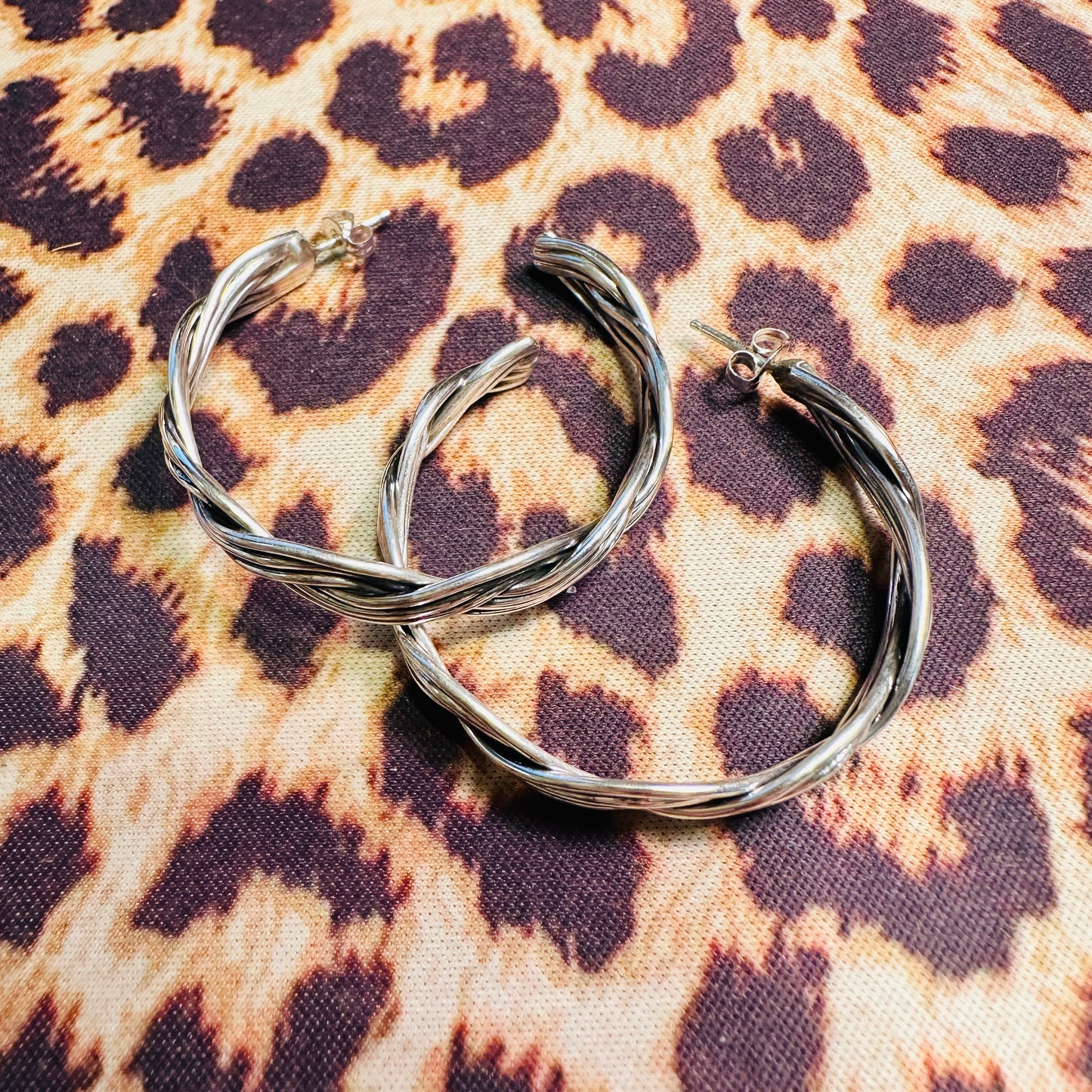 Sterling Braided Hoop Post Earrings