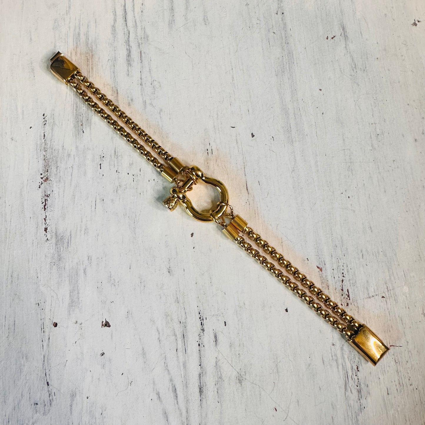 Gold Shackle Horseshoe Bracelet