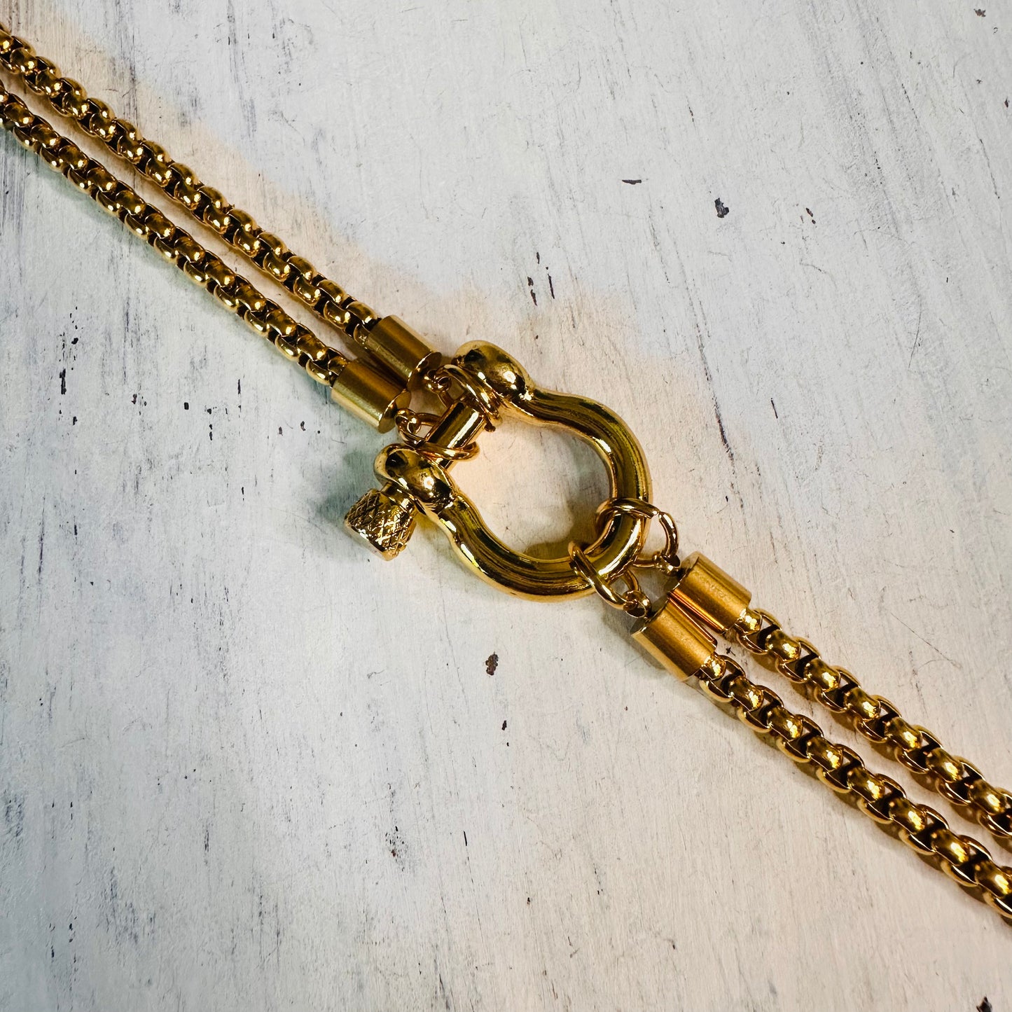 Gold Shackle Horseshoe Bracelet