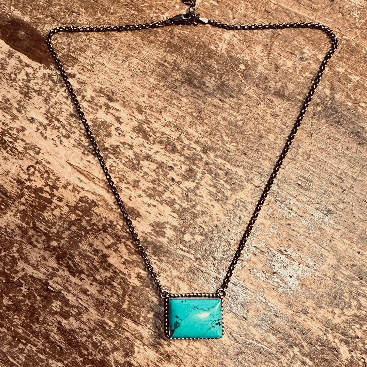 Sterling 16" Turquoise Bar Necklace