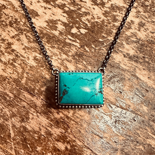 Sterling 16" Turquoise Bar Necklace