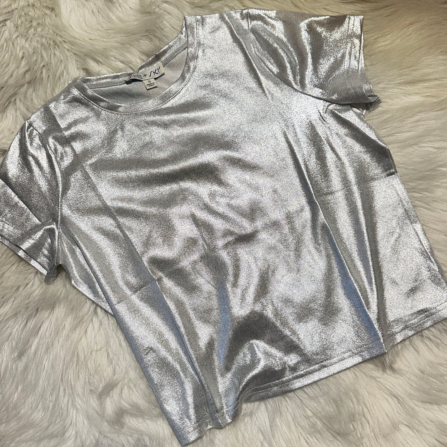 Silver Metallic Knit Top