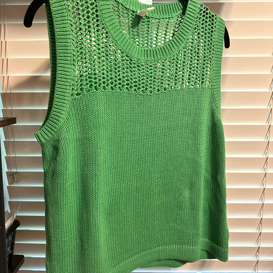 Green Crochet Yoke Detail Sweater Tank