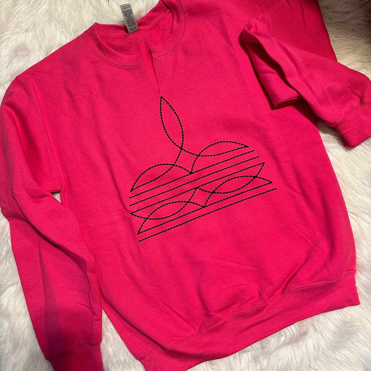 Western Boot Stitch Hot Pink Sweatshirt