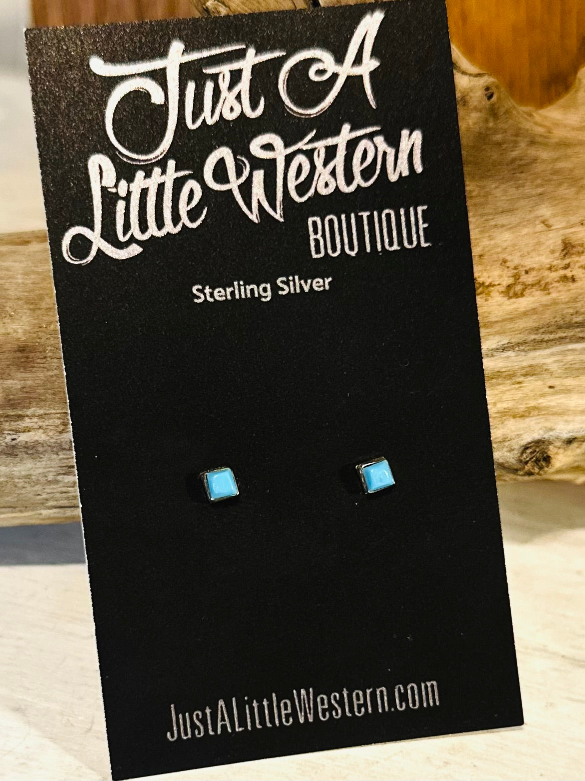 Tiny Sterling & Turquoise Square Stud Earrings