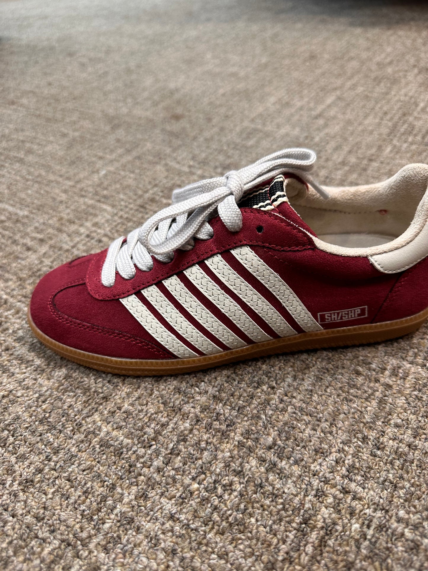 Stevie Striped Wine Sneaker by ShuShop