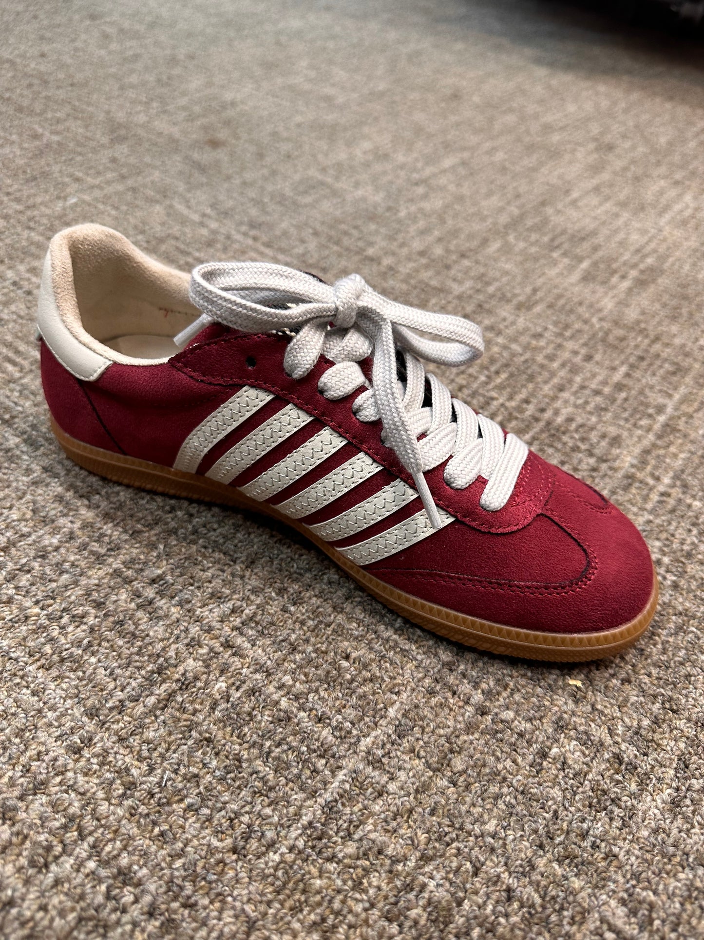 Stevie Striped Wine Sneaker by ShuShop