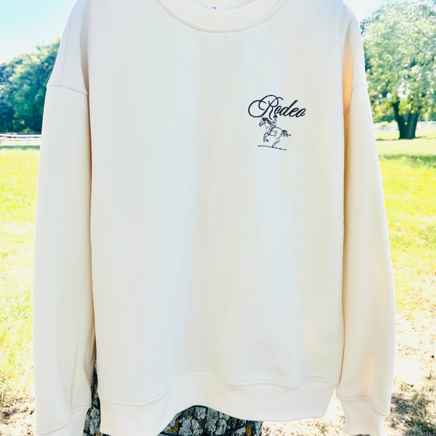 Cream Rodeo Embroidered Sweatshirt