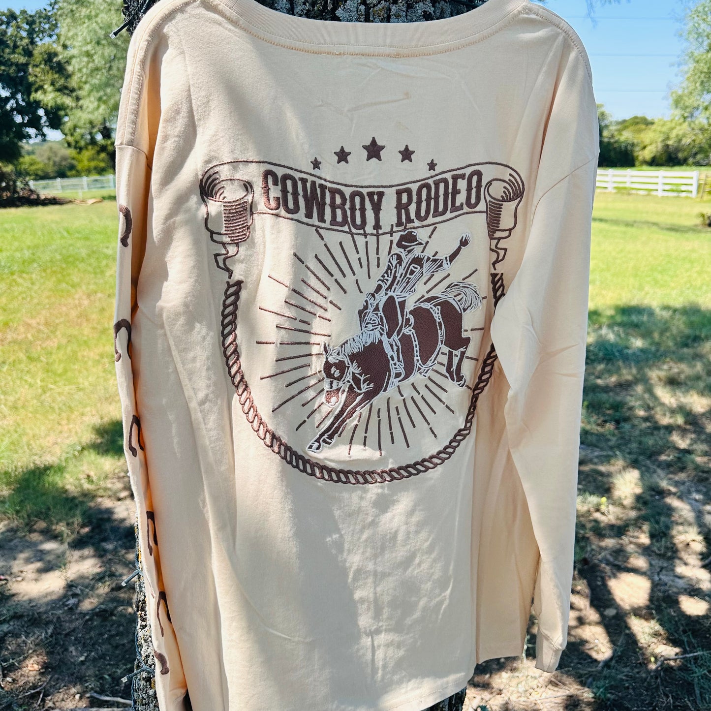 Cowboy Rodeo Embroidered Long Sleeve Tee