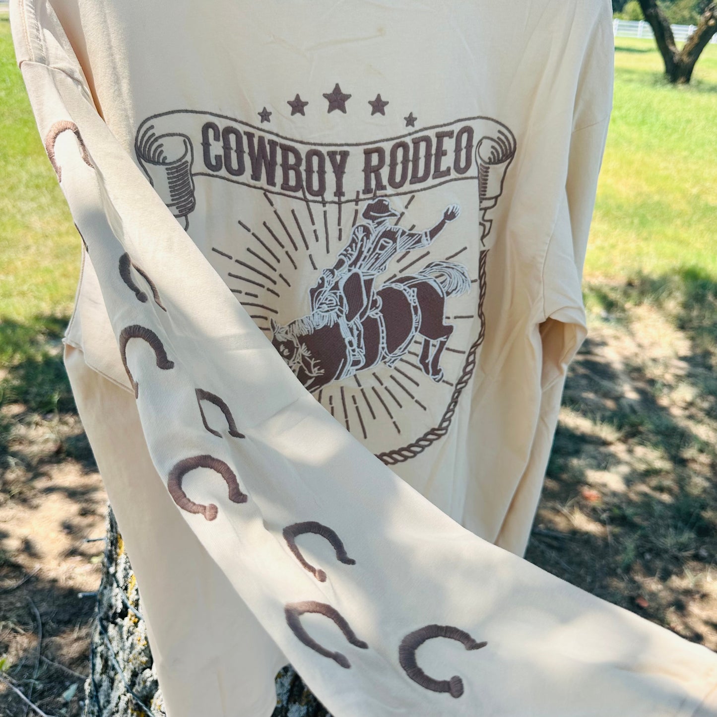 Cowboy Rodeo Embroidered Long Sleeve Tee
