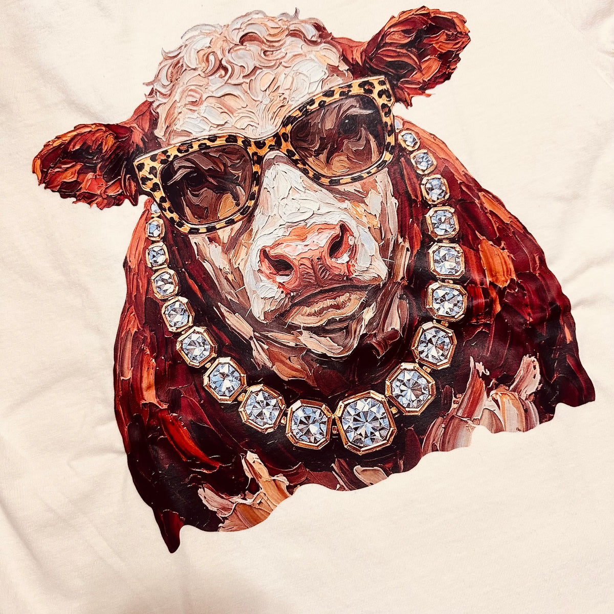 Glam Hereford Cow Ivory Tee