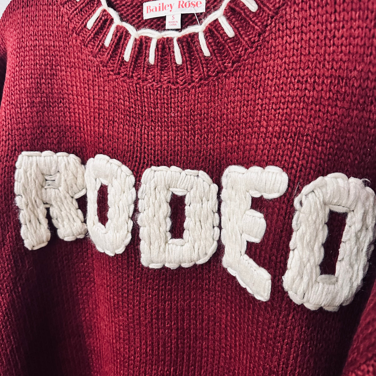 Cherry Whipstitch Sweater Rodeo Graphic