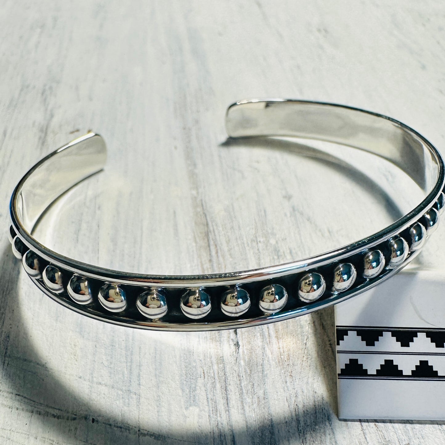 Sterling 12mm Beaded Cuff Bracelet