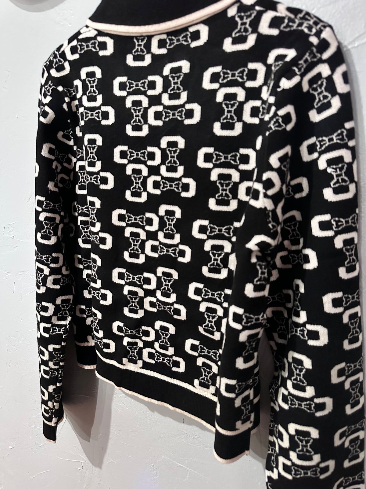 Black Bit & Bow Print Cardigan