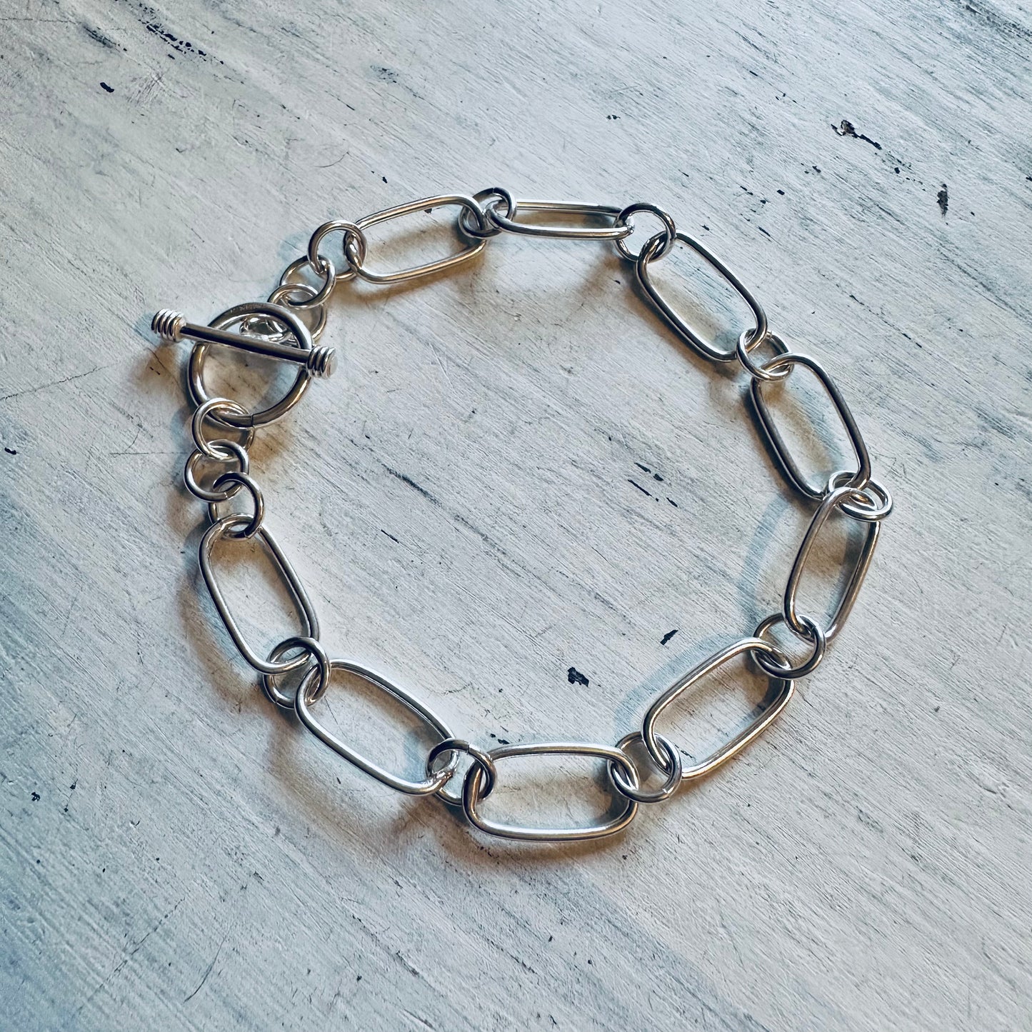 Sterling Paperclip Linked Bracelet