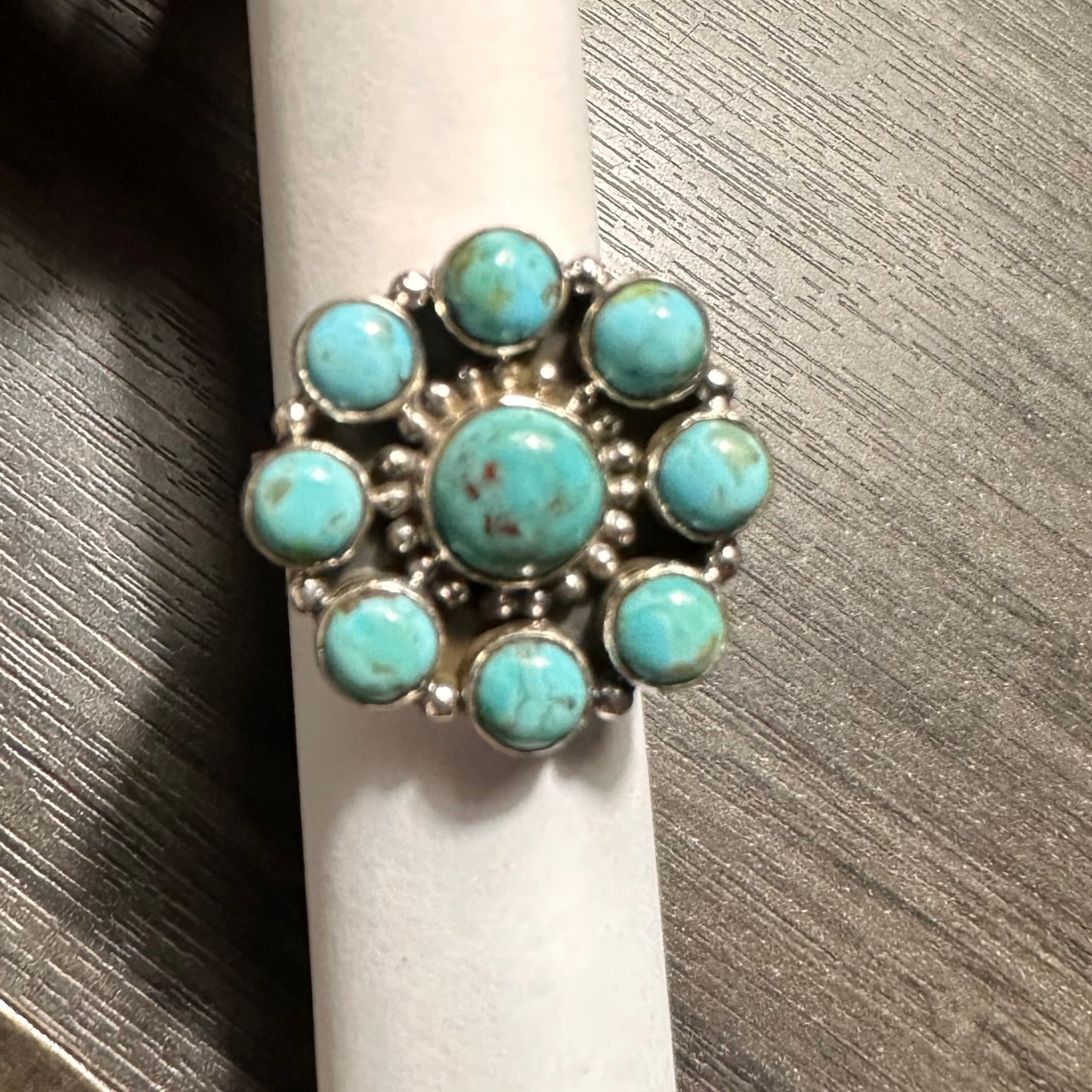 Sterling Silver Turquoise Cluster Flower Ring