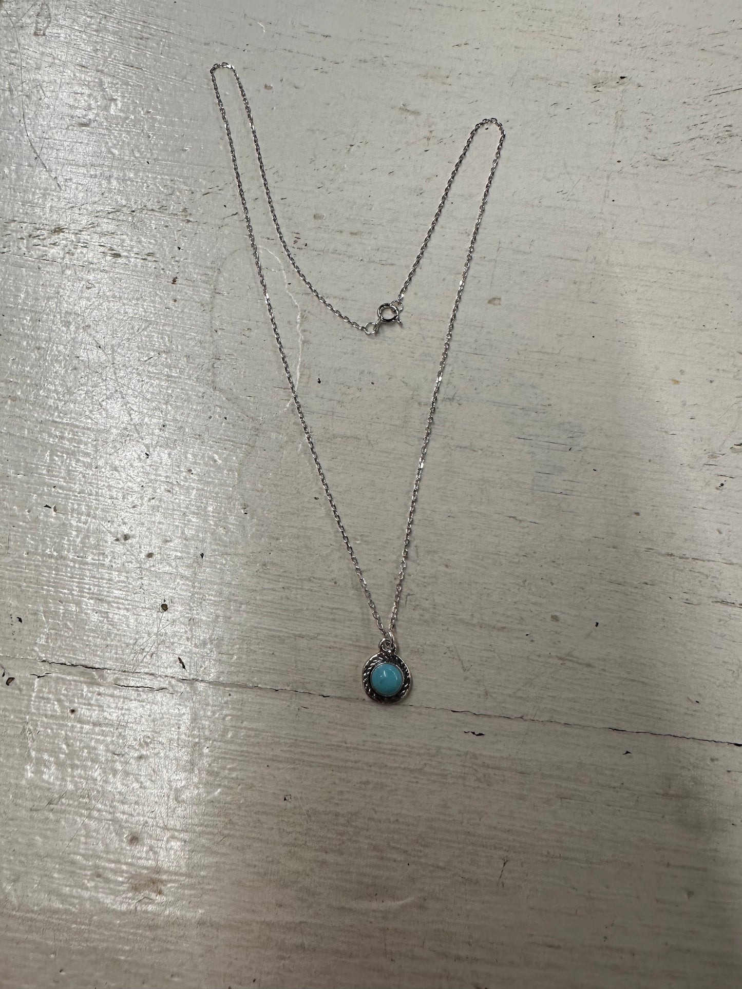 Sterling Silver Turquoise Dainty Drop Necklace