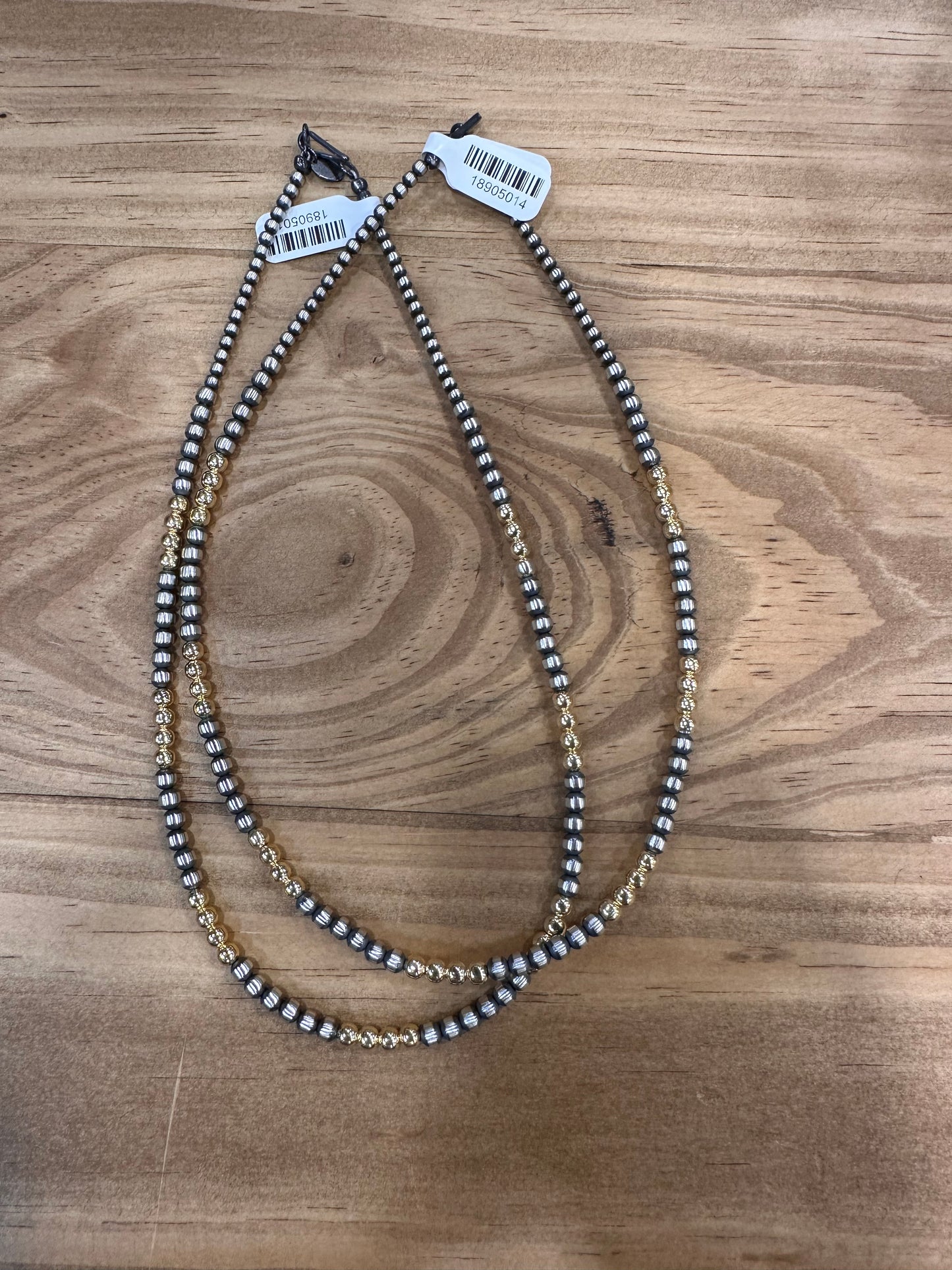 Sterling Silver Pearl Necklace with Gold Bead Accents