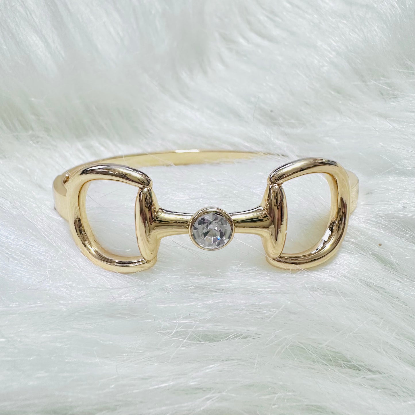 Gold Bit & Rhinestone Hinge Bracelet