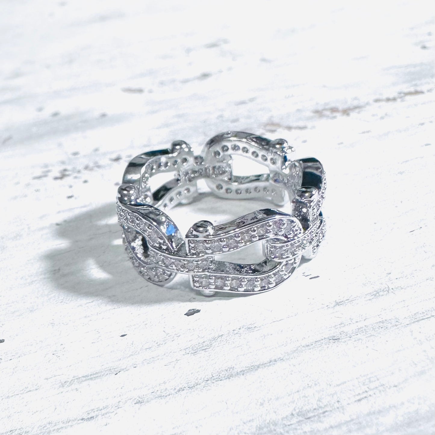 Silver CZ Infinity Stirrup Ring
