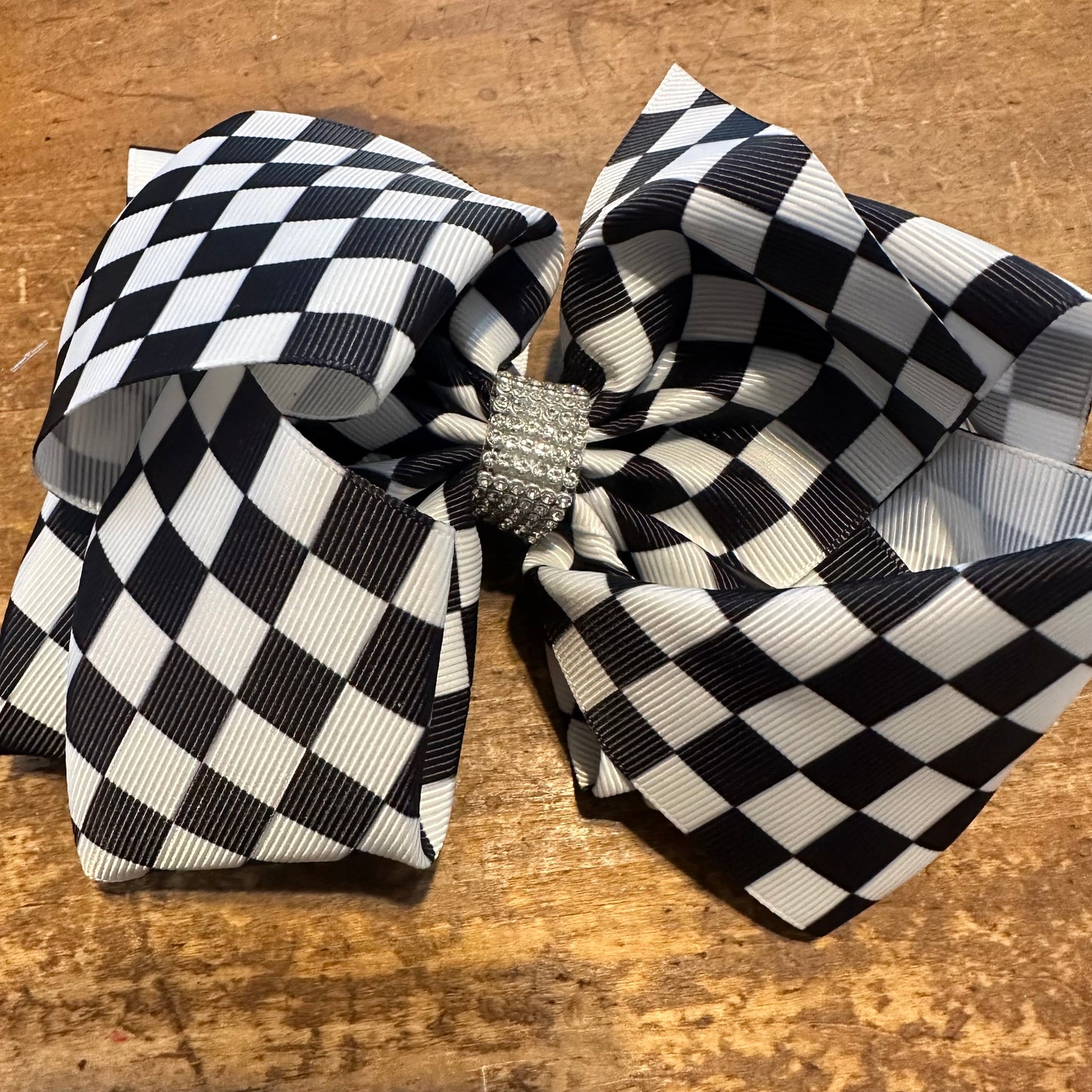 Black & White Checkered Hair Bow