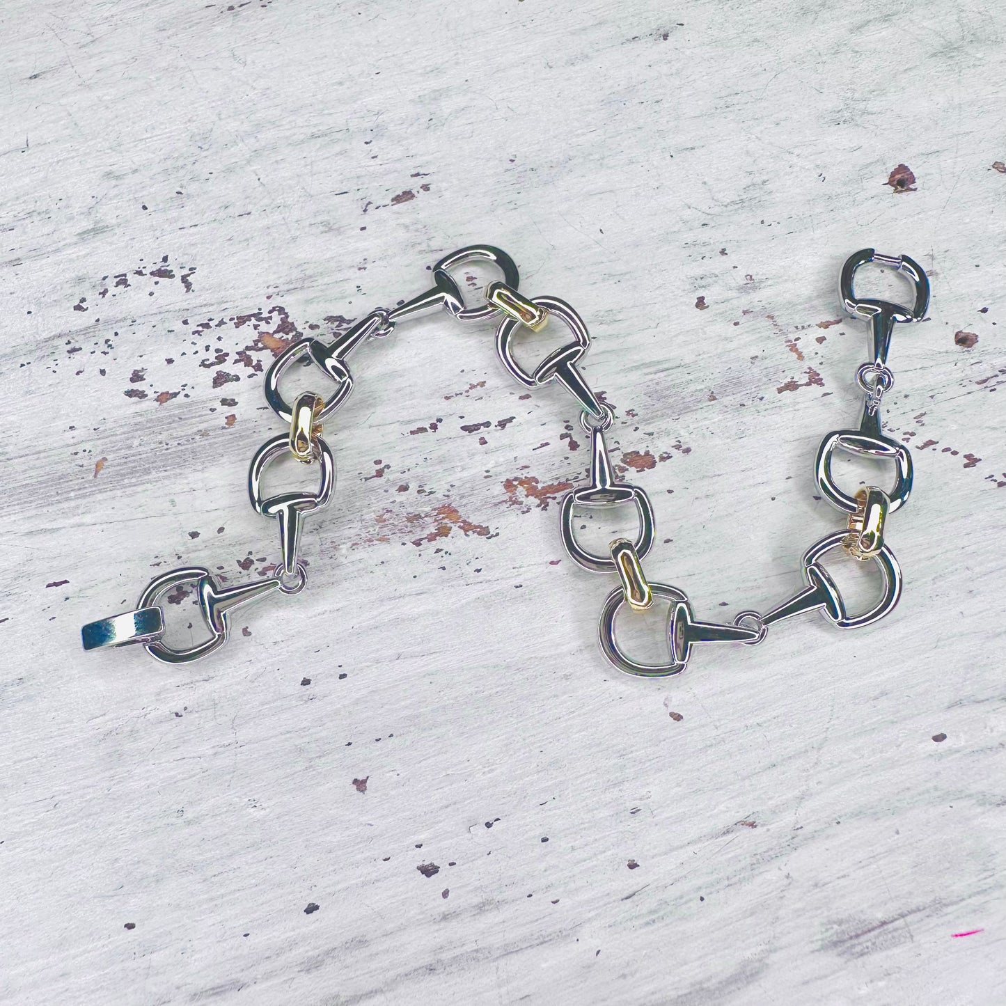 Silver Bit & Gold Link Bracelet
