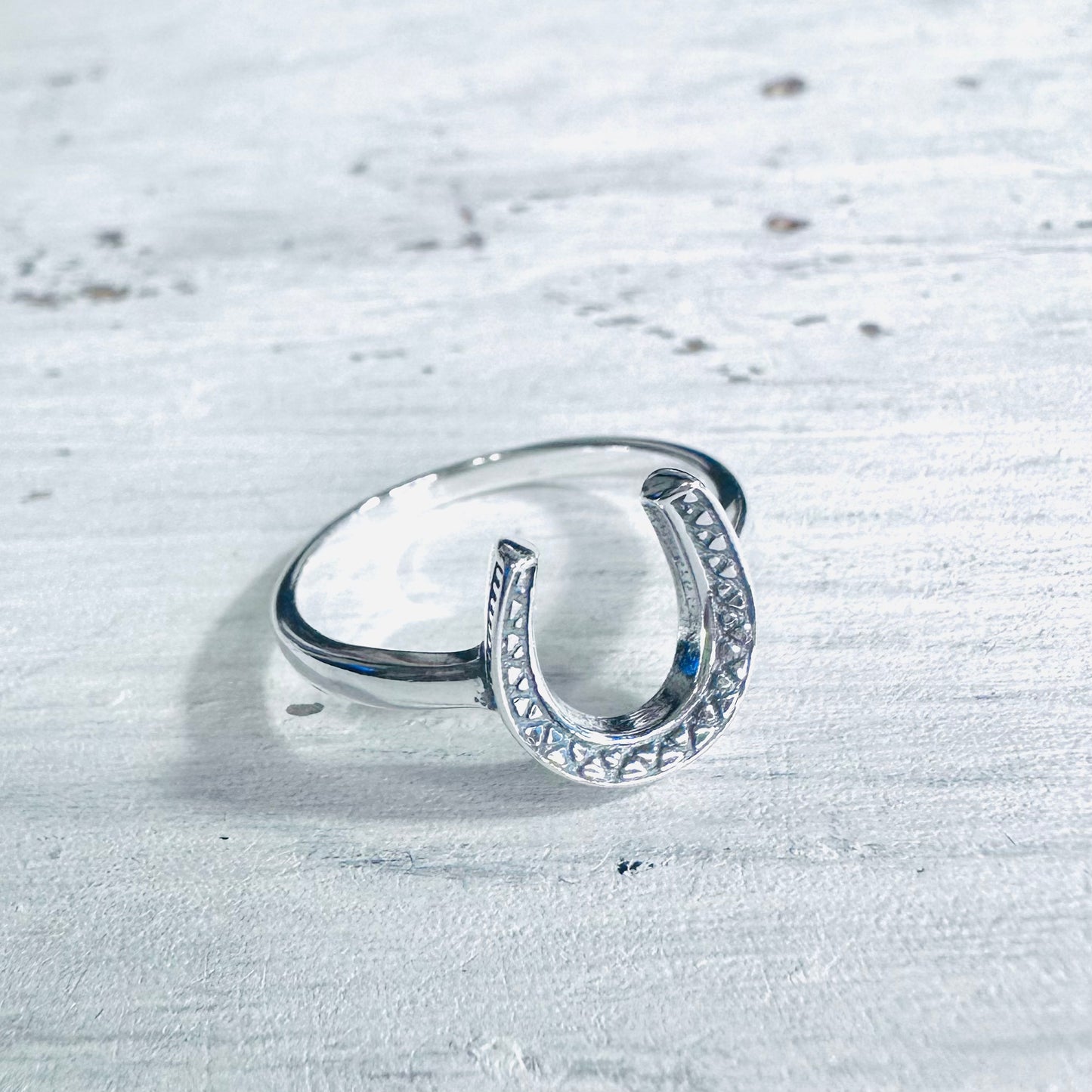 Sterling Textured Horseshoe Ring