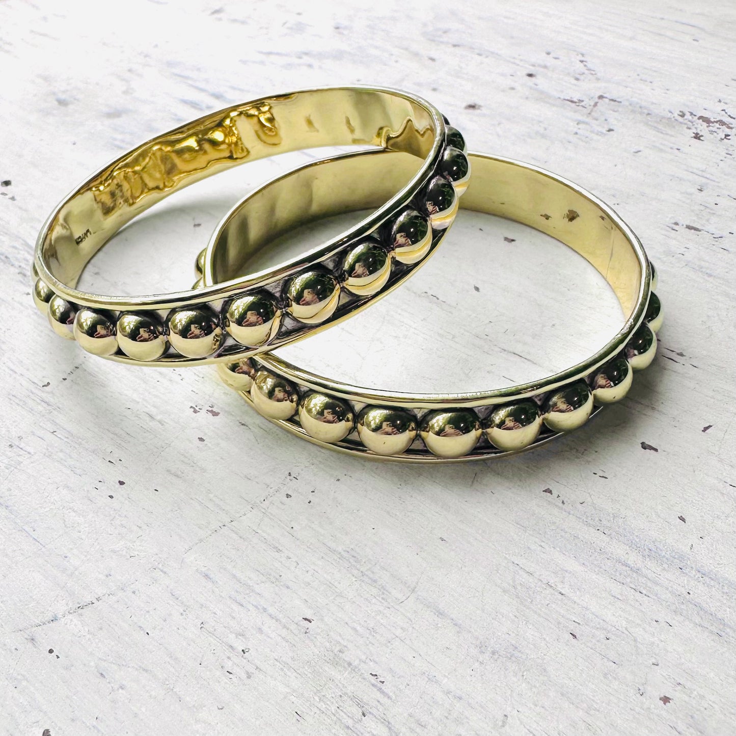 Brass Bubble Bead Bangle 8mm
