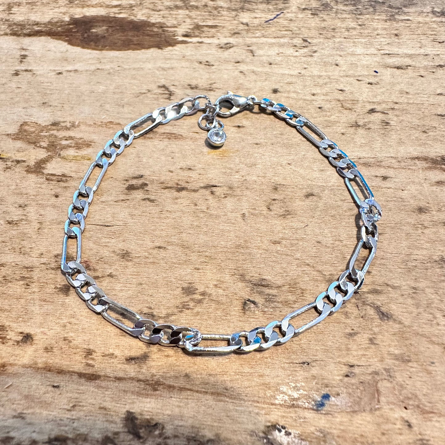 6.5" Silver Plated Figaro Bracelet