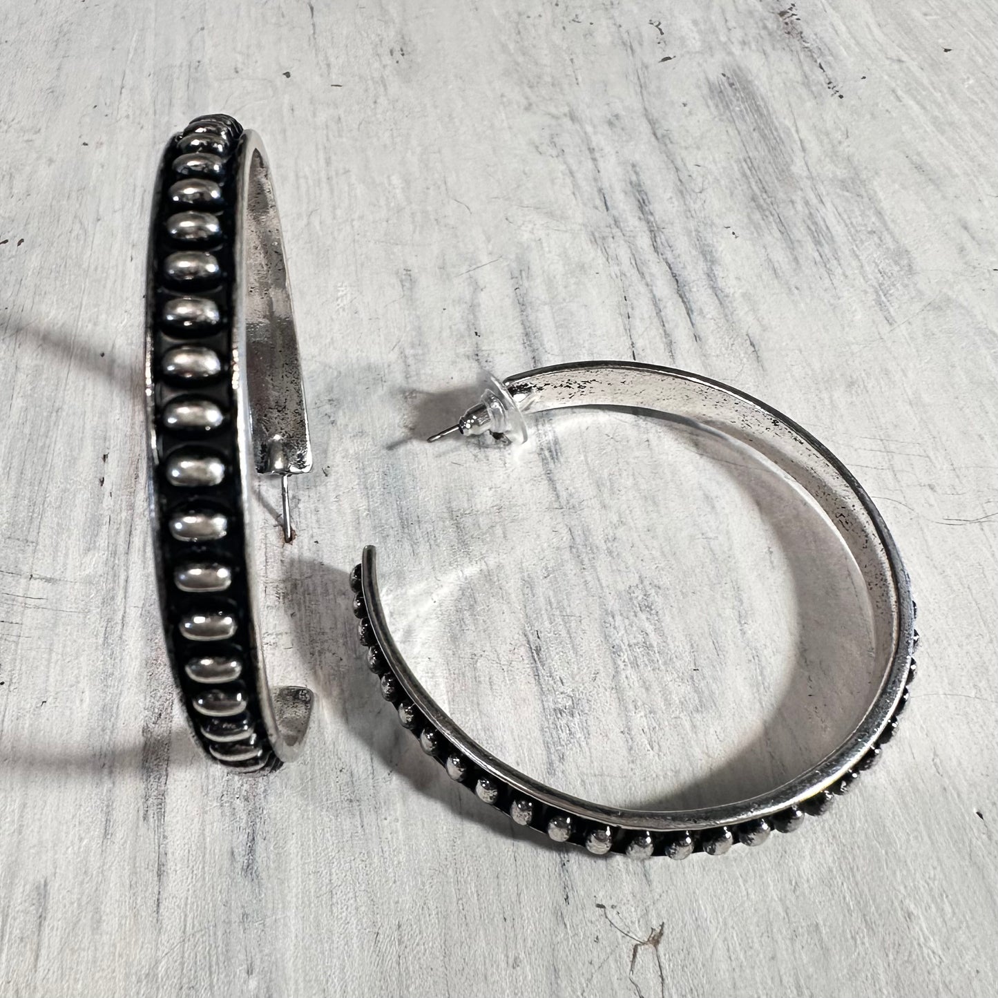 2.25" Bubble Bead Hoop Post Earring