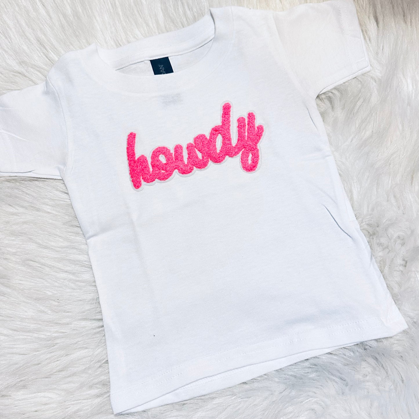 Pink Chenille Howdy Toddler Tee