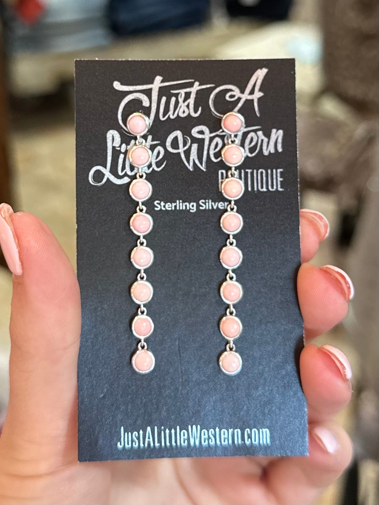 Sterling Silver Pink Conch Drop Earring